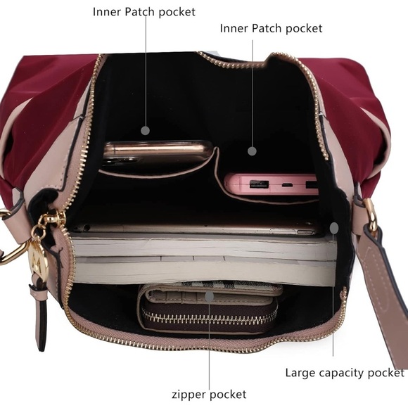 MKF COLLECTION • Black Harper Nylon Shoulder Bag Purse & Wallet Set - Picture 4 of 8